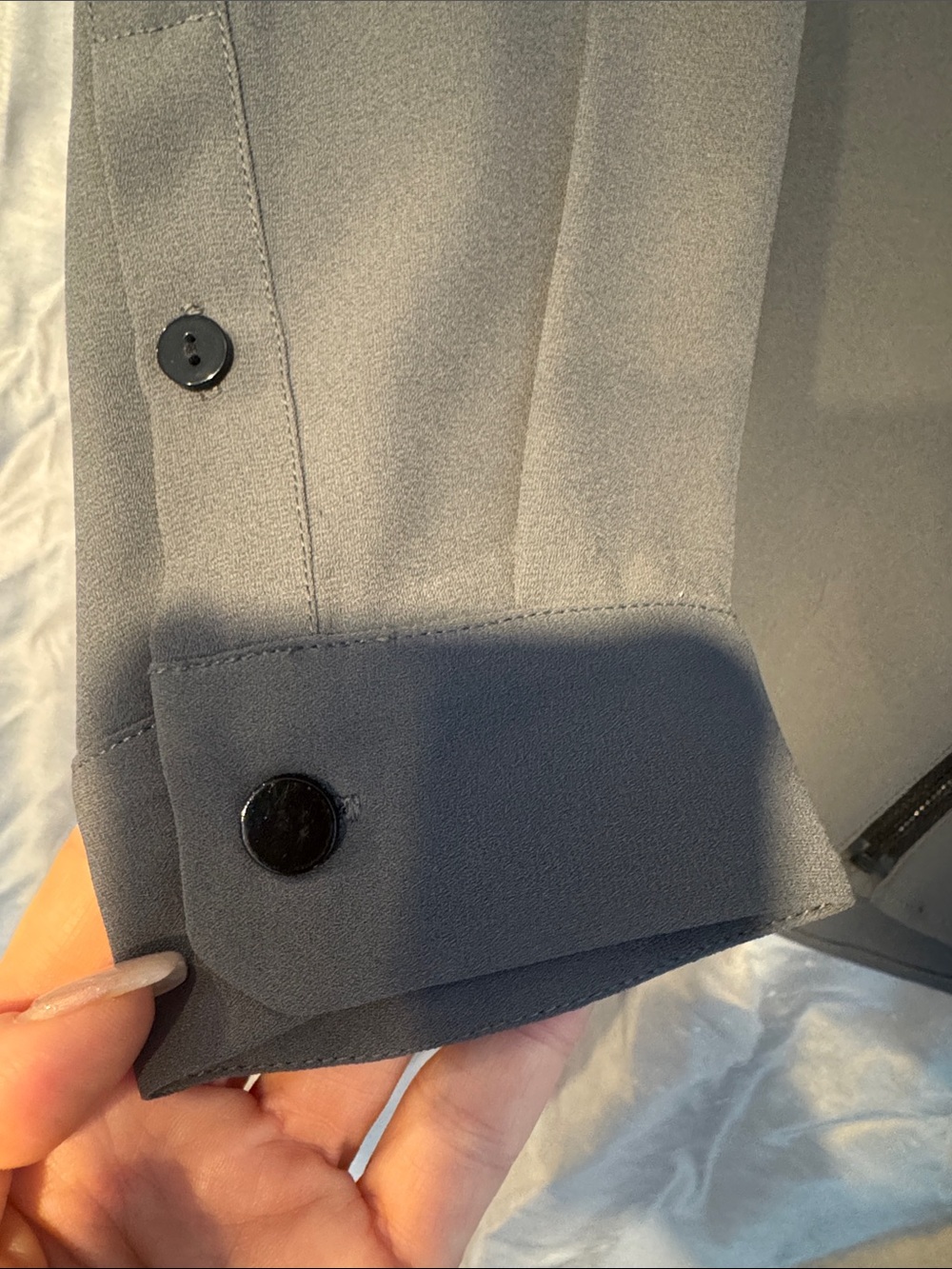 The Kooples Charcoal Gray Asymmetrical Zip Shirt size Medium. - Picture 4 of 5